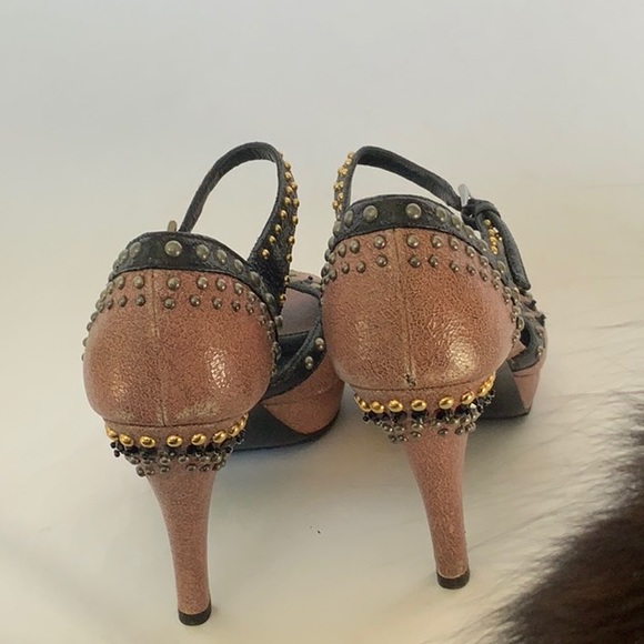 Prada Studded Pink Black Platform Heel size 8 - Picture 5 of 9